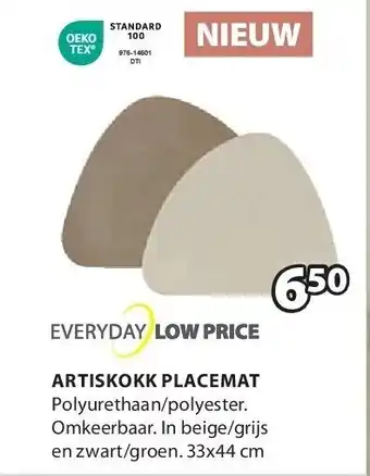 Jysk ARTISKOKK PLACEMAT aanbieding