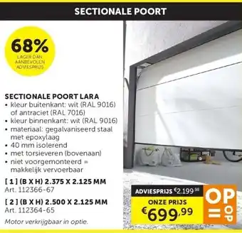 Zelfbouwmarkt SECTIONALE POORT LARA aanbieding