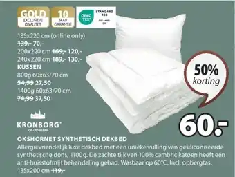 Jysk OKSHORNET SYNTHETISCH DEKBED aanbieding