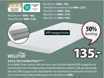 Jysk GOLD T65 DEKMATRAS aanbieding
