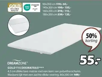 Jysk GOLD T15 DEKMATRAS aanbieding