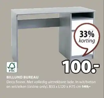Jysk BILLUND BUREAU aanbieding