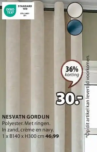 Jysk NESVATN GORDIJN aanbieding