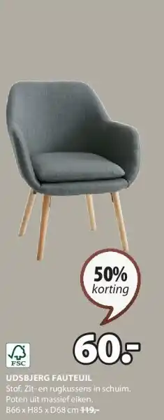 Jysk UDSBJERG FAUTEUIL aanbieding