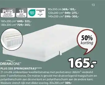 Jysk PLUS S35 SPRINGMATRAS aanbieding
