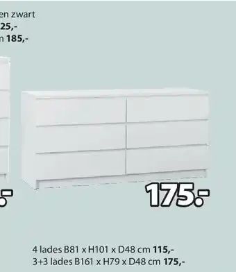 Jysk LIMFJORDEN COMMODE 3+3 lades B161 x H79 x D48 cm aanbieding