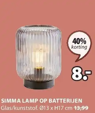 Jysk SIMMA LAMP OP BATTERIJEN aanbieding