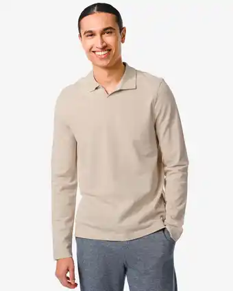 HEMA HEMA Herenpolo Pique Beige (beige) aanbieding