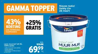 GAMMA Levis muurverf wit 8L +25% gratis aanbieding
