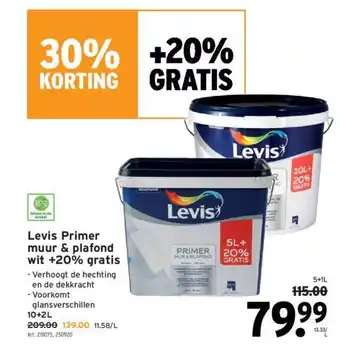 GAMMA Levis Primer muur & plafond wit +20% gratis aanbieding