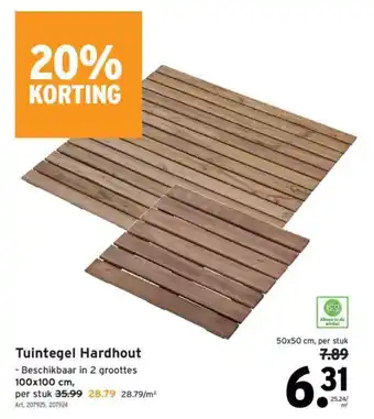 Tuintegel Hardhout 50x50 cm, per stuk