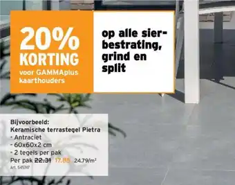 GAMMA Keramische terrastegel Pietra 60x60x2 per pak aanbieding