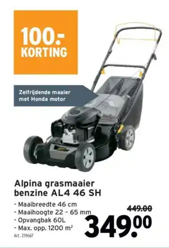 GAMMA Alpina grasmaaier benzine AL4 46 SH aanbieding