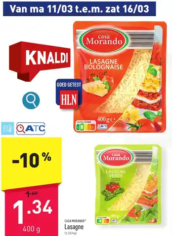 ALDI CASA MORANDO Lasagne 400g aanbieding