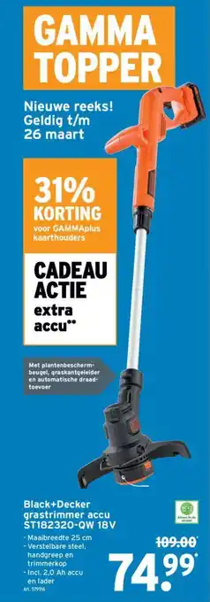 GAMMA Black+Decker grastrimmer accu ST182320-QW 18V aanbieding