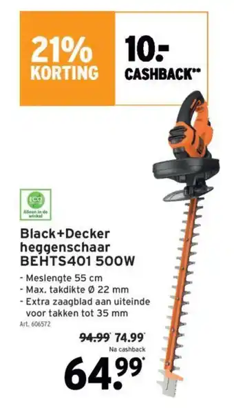 GAMMA Black+Decker heggenschaar BEHTS401 500W aanbieding