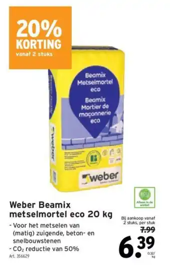 GAMMA Weber Beamix metselmortel eco 20 kg aanbieding