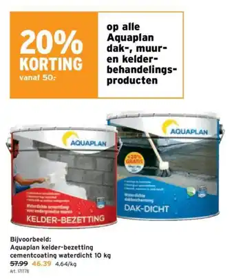 GAMMA Aquaplan kelder-bezetting cementcoating waterdicht 10 kg aanbieding
