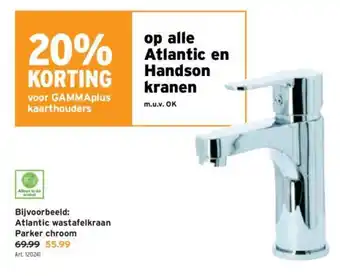 GAMMA Atlantic wastafelkraan Parker chroom aanbieding