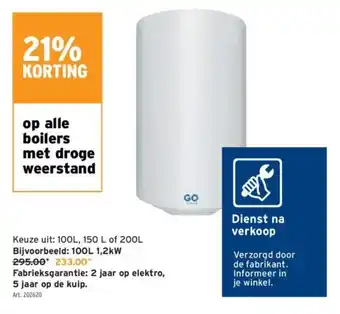GAMMA Boilers met droge weerstand 100L 1,2kW aanbieding