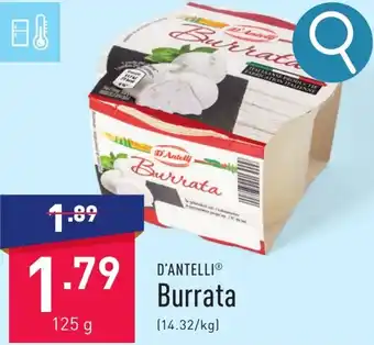 ALDI D'ANTELLI Burrata 125g aanbieding