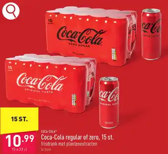 ALDI Coca-Cola regular of zero, 15 x 33 cl aanbieding