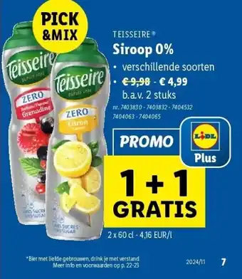Lidl Siroop 0% aanbieding