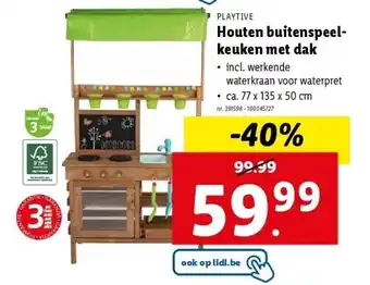 Lidl Houten buitenspeelkeuken met dak aanbieding