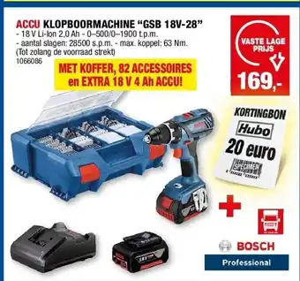 Hubo ACCU KLOPBOORMACHINE “GSB 18V-28” aanbieding