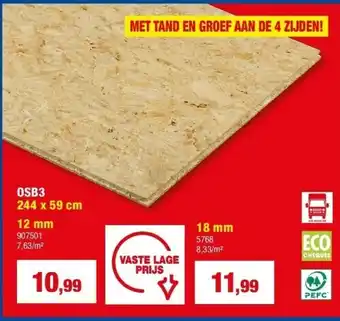 Hubo OSB3 244 x 59 cm 12 mm aanbieding