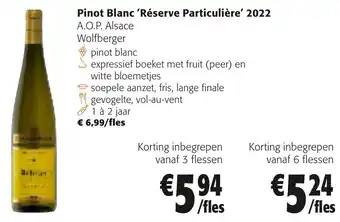 Colruyt Pinot Blanc 'Réserve Particulière' 2022 aanbieding