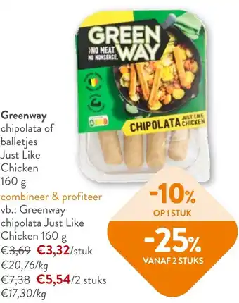 Greenway chipolata of balletjes Just Like Chicken 160 g