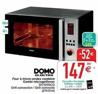 Cora Domo elektro four à micro-ondes combiné combi microgolfoven do1059cg aanbieding