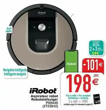 Cora Irobot aspirateur robot robotstofzuiger p69440 aanbieding
