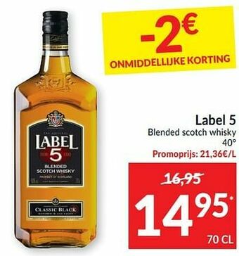 Intermarché Label 5 blended scotch whisky aanbieding