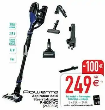 Cora Rowenta aspirateur balai steelstofzuiger rh9291wo aanbieding