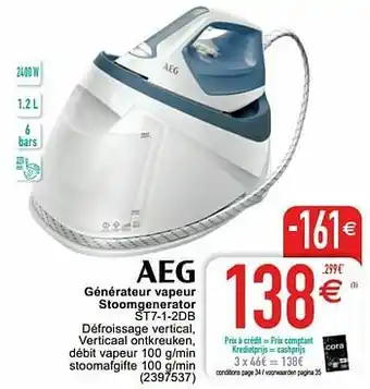 Cora Aeg générateur vapeur stoomgenerator st7-1-2db aanbieding