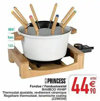 Cora Princess fondue - fonduetoestel bamboo wh8p aanbieding