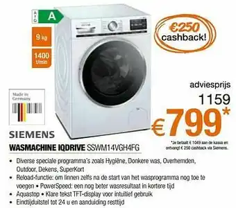Siemens wasmachine iqdrive sswm14vgh4fg