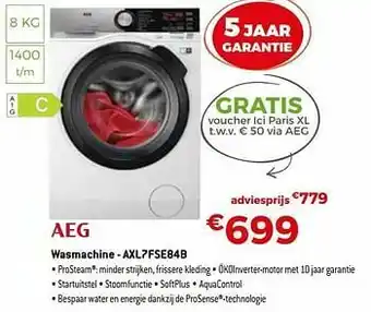 Exellent Aeg wasmachine - axl7fse84b aanbieding