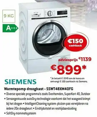 Exellent Siemens warmtepomp droogkast - sswt48xm40fg aanbieding