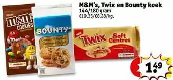 Kruidvat M+m’s twix en bounty koek aanbieding