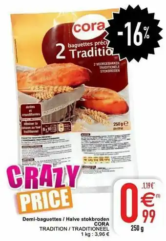Cora Demi-baguettes - halve stokbroden cora tradition - traditioneel aanbieding