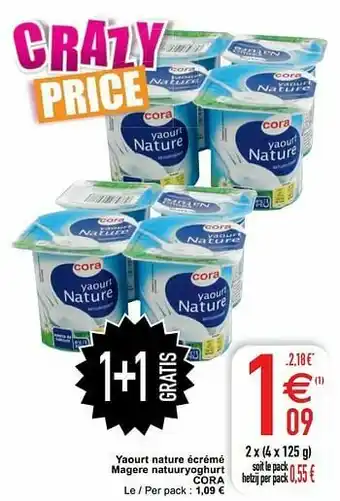 Cora Yaourt nature écrémé magere natuuryoghurt cora aanbieding