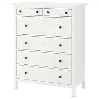 IKEA Hemnes Ladekast 6 lades, wit gebeitst, 108x131 cm aanbieding