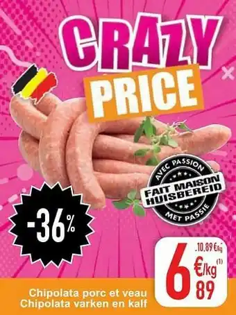 Cora Chipolata porc et veau - chipolata varken en kalf aanbieding