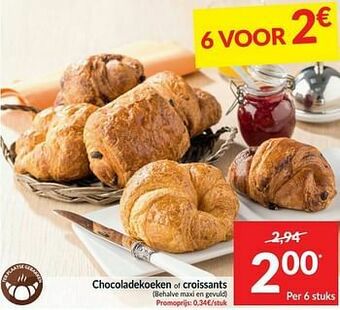 Intermarché Chocoladekoeken of croissants aanbieding