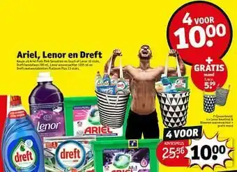 Kruidvat Lenor amethist + bloemen wasverzachter + gratis mand aanbieding