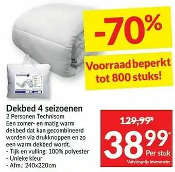 Intermarché Dekbed 4 seizoenen 2 personen technisom aanbieding