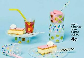 HEMA 4-pak herbruikbare plastic bakjes aanbieding